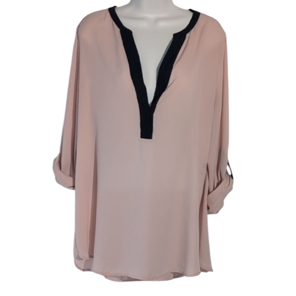Women's Pink and Black Blouse